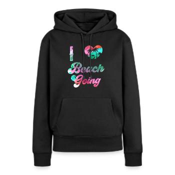 J’adore les vacances à la plage les amateurs de plage plage la plage - Sweat à capuche Premium bio Femme - noir - Devant - Julia (174cm)