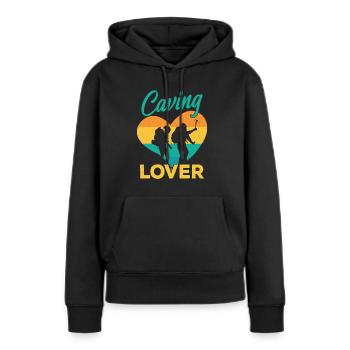 Amoureux des grottes Grotte Randonnée Grotte Spéléologie - Sweat à capuche Premium bio Femme - noir - Devant - Julia (174cm)