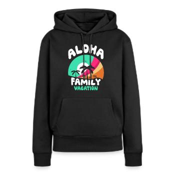 Vacances en famille Aloha Vacances en famille - Sweat à capuche Premium bio Femme - noir - Devant - Julia (174cm)
