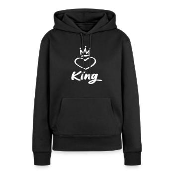 Roi - Sweat à capuche Premium bio Femme - noir - Devant - Julia (174cm)
