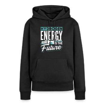 L’énergie de l’hydrogène est l’avenir L’hydrogène - Sweat à capuche Premium bio Femme - noir - Devant - Julia (174cm)