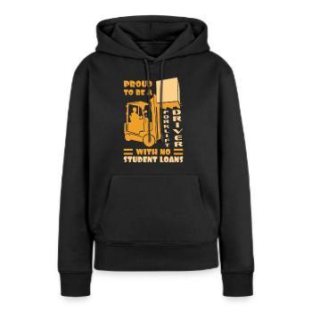 Gabelstaplerfahrer stolz darauf, Gabelstaplerfahrer zu sein - Frauen Premium Bio Hoodie - Schwarz - Vorne - Julia (174cm)