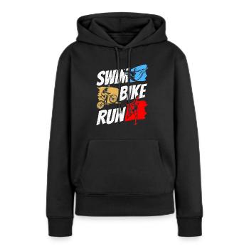 Natation Vélo Course Triathlète Triathlète Triathlon Triathlète - Sweat à capuche Premium bio Femme - noir - Devant - Julia (174cm)