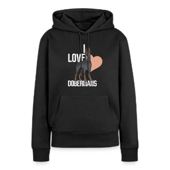 J’aime les dobermans doberman chiens doberman - Sweat à capuche Premium bio Femme - noir - Devant - Julia (174cm)