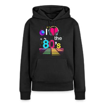 Meine besten Jahre sind die 80er - Frauen Premium Bio Hoodie - Schwarz - Vorne - Julia (174cm)