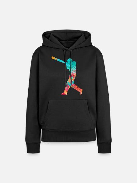 Cricket-Spieler in Popart - Frauen Premium Bio Hoodie - Schwarz
