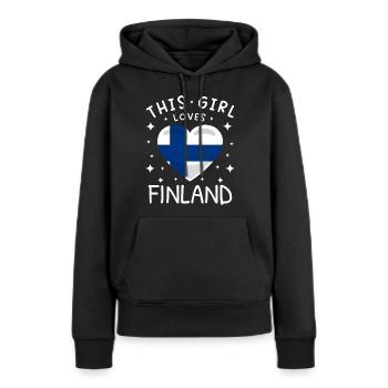 Drapeau de la Finlande Suomi Drapeau finlandais coeur disant - Sweat à capuche Premium bio Femme - noir - Devant - Julia (174cm)