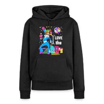 80s, years Disco humor unicorn Vintage - Women’s Premium Organic Hoodie - black - Front - Julia (174cm)