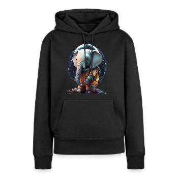 Süßer Elefant als Astronaut - Frauen Premium Bio Hoodie - Schwarz - Vorne - Julia (174cm)