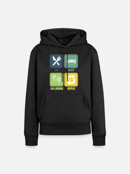 Heißluftballon & Ballon Fahrer Geschenk - Frauen Premium Bio Hoodie - Schwarz