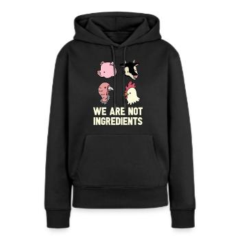 Vegan Fleischlos Tierlieb & Veganer - Frauen Premium Bio Hoodie - Schwarz - Vorne - Julia (174cm)