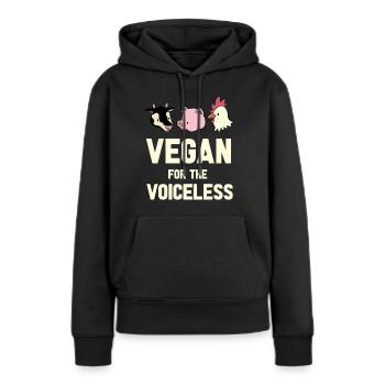 Vegan Fleischlos Tierlieb & Veganer - Frauen Premium Bio Hoodie - Schwarz - Vorne - Julia (174cm)