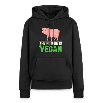 Vegan Fleischlos Tierlieb & Veganer - Frauen Premium Bio Hoodie - Schwarz - Vorne - Julia (174cm)