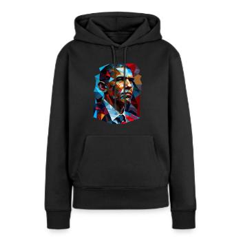 Pop Art d’Obama - Sweat à capuche Premium bio Femme - noir - Devant - Julia (174cm)