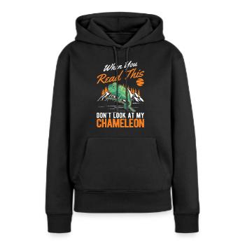 Caméléon Cadeau Caméléon - Sweat à capuche Premium bio Femme - noir - Devant - Julia (174cm)
