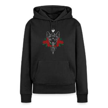 Chat Satanisme Satanisme Occultisme Chat - Sweat à capuche Premium bio Femme - noir - Devant - Julia (174cm)