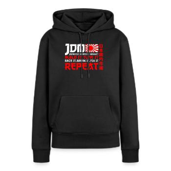 JDM Marché intérieur japonais Automobile - Sweat à capuche Premium bio Femme - noir - Devant - Julia (174cm)