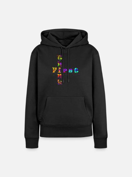 Think First - Frauen Premium Bio Hoodie - Schwarz
