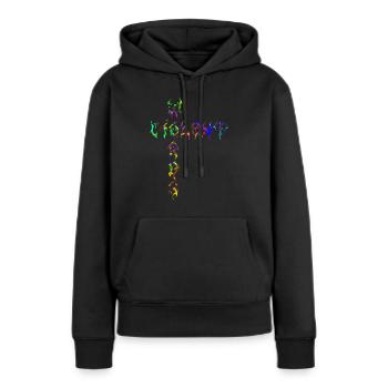 Paroles violentes - Sweat à capuche Premium bio Femme - noir - Devant - Julia (174cm)