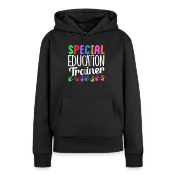 Formateur en éducation spécialisée Enseignant en éducation spécialisée - Sweat à capuche Premium bio Femme - noir - Devant - Julia (174cm)