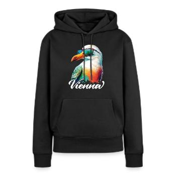 Vienne Autriche Vacances Mouette avec lunettes de soleil - Sweat à capuche Premium bio Femme - noir - Devant - Julia (174cm)