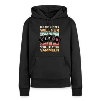 Retro Schallplatte - Frauen Premium Bio Hoodie - Schwarz - Vorne - Julia (174cm)