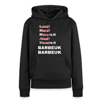 week-end barbeuk - Sweat à capuche Premium bio Femme - noir - Devant - Julia (174cm)