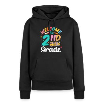 Bienvenue en deuxième classe Deuxième classe - Sweat à capuche Premium bio Femme - noir - Devant - Julia (174cm)