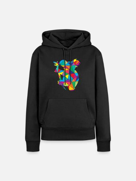 Koala Polygon Wild Animal - Frauen Premium Bio Hoodie - Schwarz