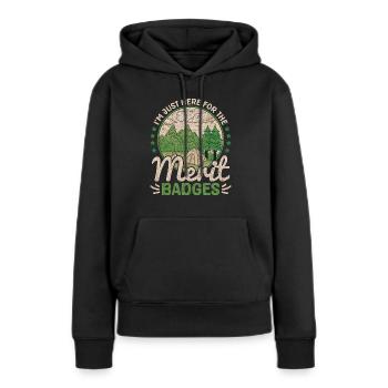 Insigne scout scout chef scout - Sweat à capuche Premium bio Femme - noir - Devant - Julia (174cm)