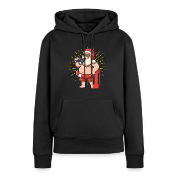 Weihnachten Juli Lustig Santa Surf Hallo Sommer - Frauen Premium Bio Hoodie - Schwarz - Vorne - Julia (174cm)
