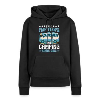 Je suis une fille de Flip Flops et de Camping - Sweat à capuche Premium bio Femme - noir - Devant - Julia (174cm)