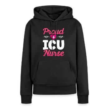 Fière infirmière en soins intensifs - Sweat à capuche Premium bio Femme - noir - Devant - Julia (174cm)