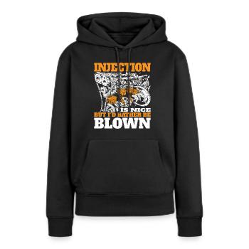 L’injection est agréable mais je préfère être soufflé 7 - Sweat à capuche Premium bio Femme - noir - Devant - Julia (174cm)
