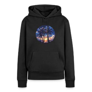 Palmier palmier palmier coucher de soleil palmier plage - Sweat à capuche Premium bio Femme - noir - Devant - Julia (174cm)