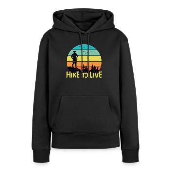 Randonnée pour vivre - Sweat à capuche Premium bio Femme - noir - Devant - Julia (174cm)