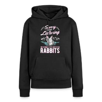 Lapin lapin lapin lapin - Sweat à capuche Premium bio Femme - noir - Devant - Julia (174cm)