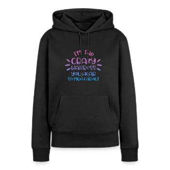 Serveuse au bar du restaurant - Sweat à capuche Premium bio Femme - noir - Devant - Julia (174cm)