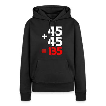 45 + 45 = 135 4 - Frauen Premium Bio Hoodie - Schwarz - Vorne - Julia (174cm)