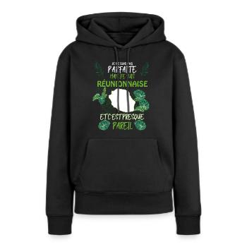 Ma Femme Ou Amie Réunionnaise Parfaite - Sweat à capuche Premium bio Femme - noir - Devant - Julia (174cm)