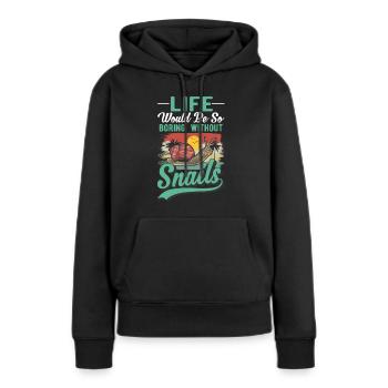 Schnecke Geschenk Weinbergschnecke - Frauen Premium Bio Hoodie - Schwarz - Vorne - Julia (174cm)