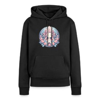 Méditation, pleine conscience, relaxation, tranquillité - Sweat à capuche Premium bio Femme - noir - Devant - Julia (174cm)