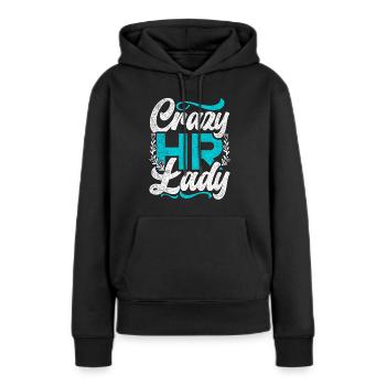 Responsable RH Responsable Ressources Humaines Crazy HR Lady - Sweat à capuche Premium bio Femme - noir - Devant - Julia (174cm)