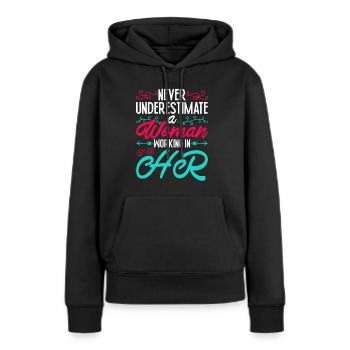 Responsable RH Responsable Ressources Humaines - Sweat à capuche Premium bio Femme - noir - Devant - Julia (174cm)