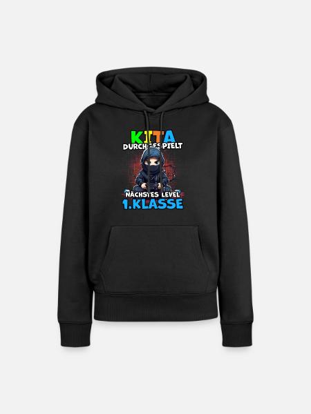 Einschulung Ninja-Krieger Videogamer Schulanfang - Frauen Premium Bio Hoodie - Schwarz