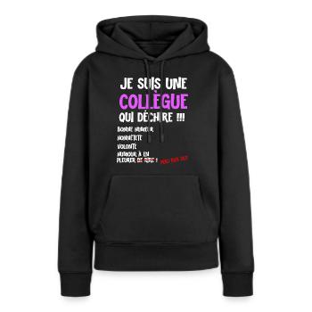 Femme Collègue Unique Cadeau Départ - Sweat à capuche Premium bio Femme - noir - Devant - Julia (174cm)