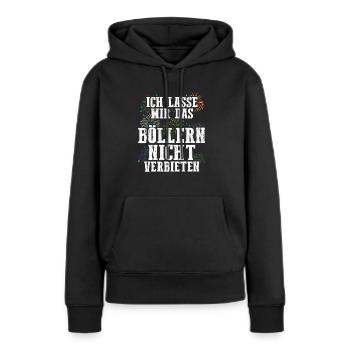 Ich lasse mir das Böllern nicht verbieten - Frauen Premium Bio Hoodie - Schwarz - Vorne - Julia (174cm)