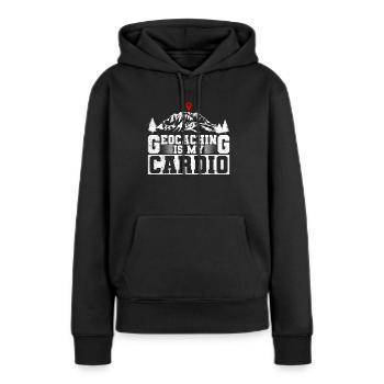 Geocaching ist mein Herzsport - Geocaching - Frauen Premium Bio Hoodie - Schwarz - Vorne - Julia (174cm)