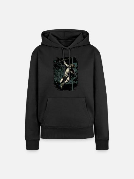 Stabhochspringer in Aktion - Frauen Premium Bio Hoodie - Schwarz