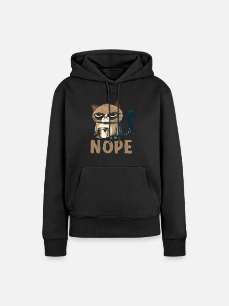 Nope Katze - Dame Premium hoodie, økologisk bomuld - sort